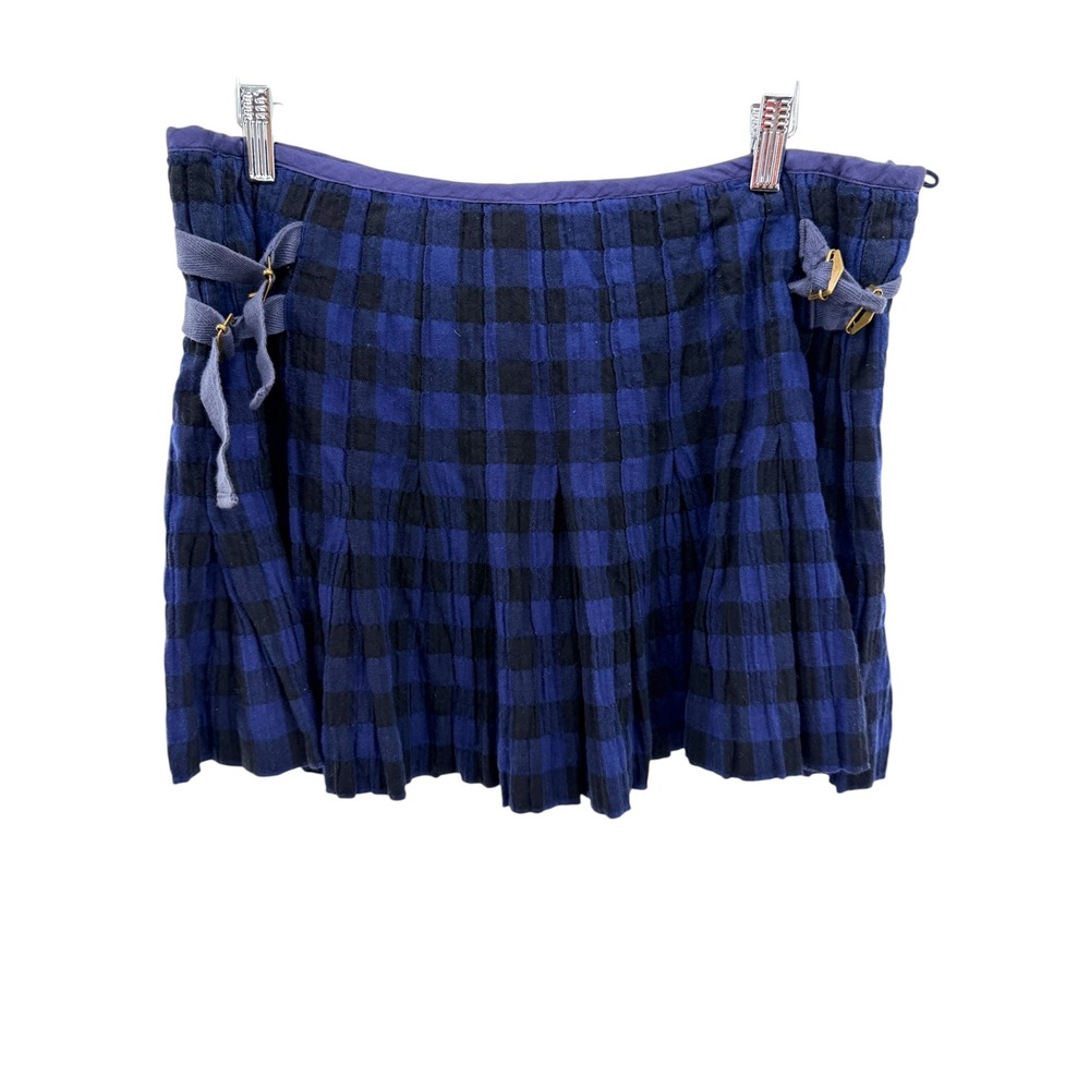 Vtg 1990s Free People Pleated Tartan Skirt 10 Grunge Whimsigoth Buckle Coquette